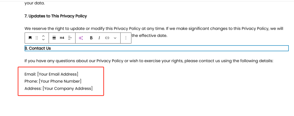 Wordpress隐私页面设置