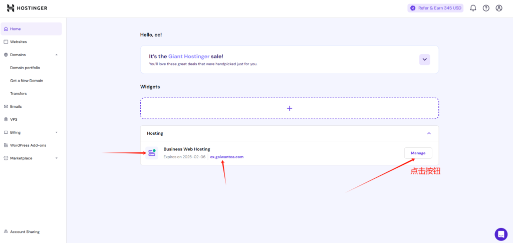 Hostinger主机域名购买/绑定
