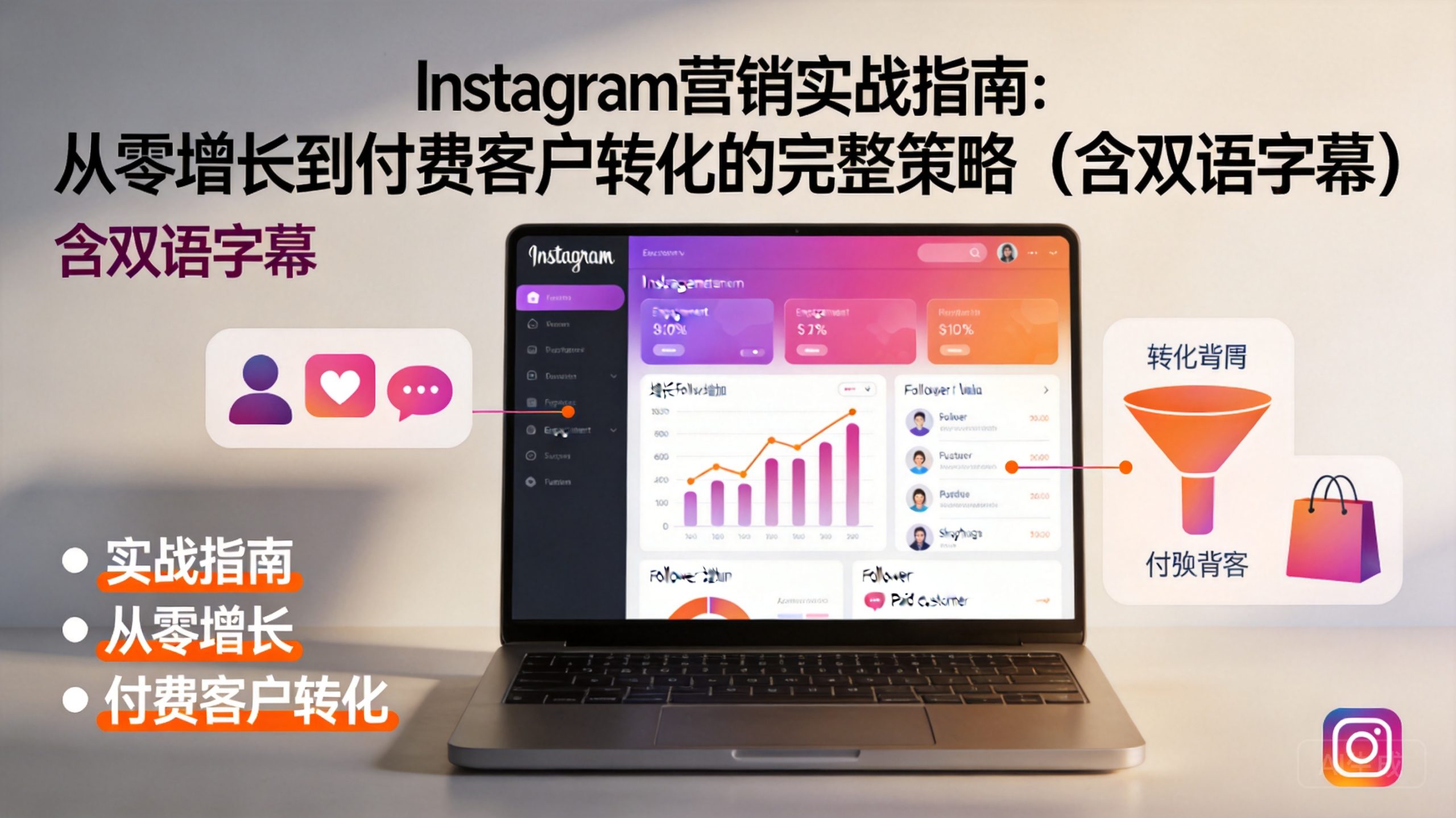 Instagram营销实战指南:从零增长到付费客户转化的完整策略(含双语字幕)-趣咪跨境