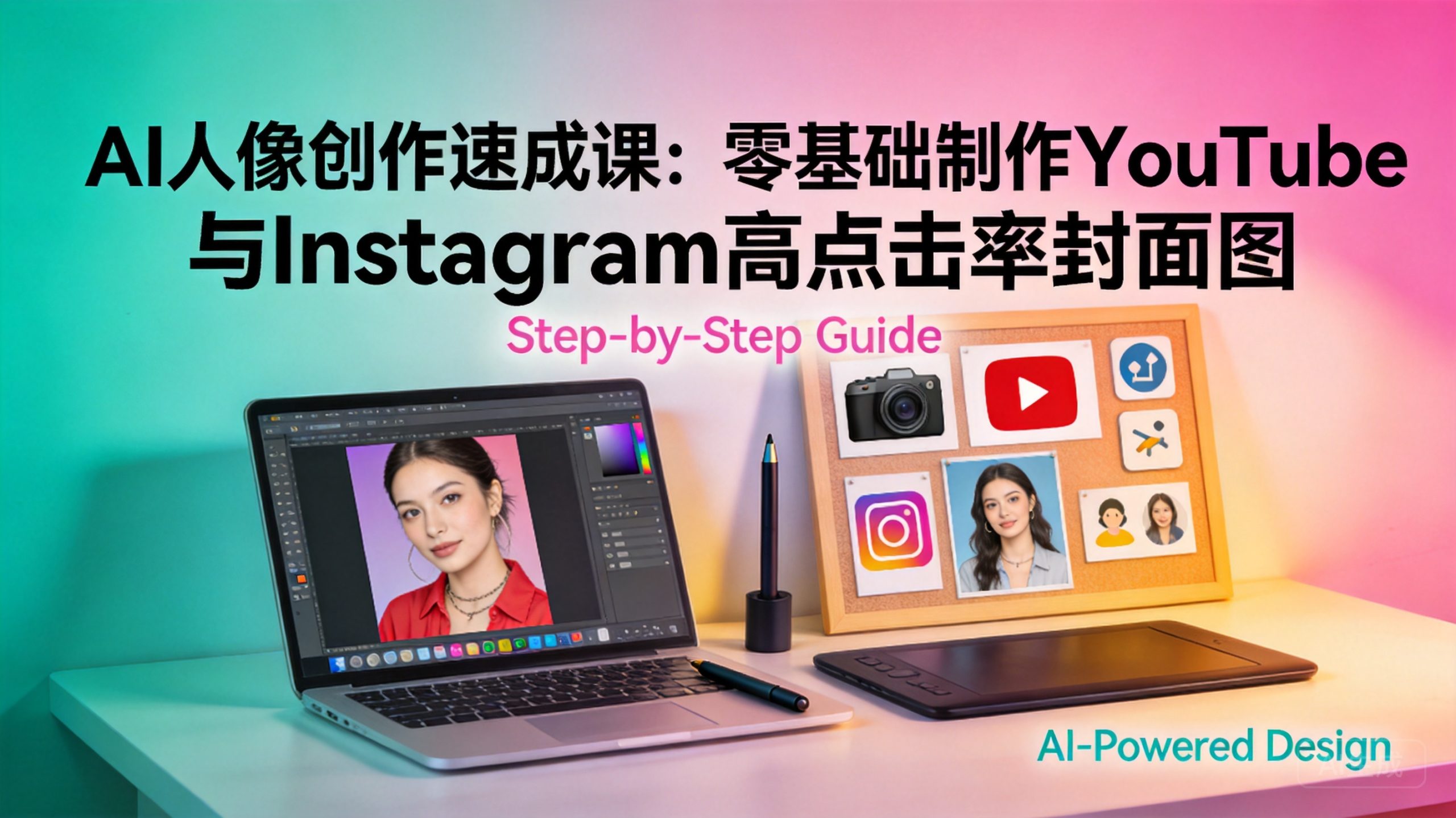 AI人像创作速成课:零基础制作YouTube与Instagram高点击率封面图-趣咪跨境