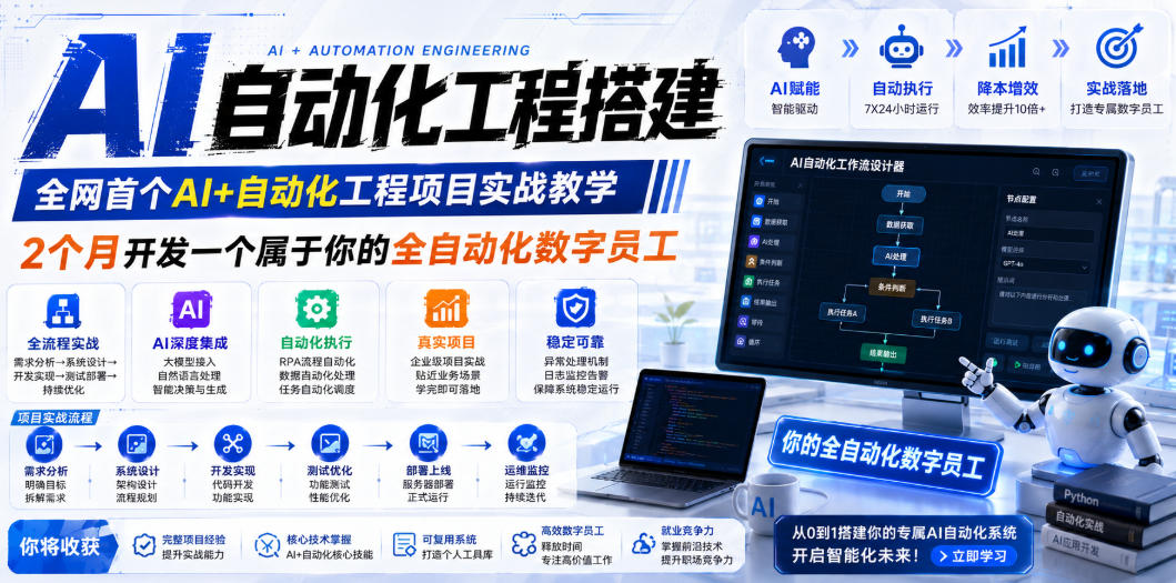 AI自动化全栈实战:2个月掌握大模型+工作流+RPA部署数字员工-趣咪跨境