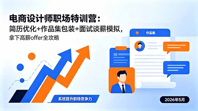 电商设计师职场特训营:简历优化+作品集包装+面试谈薪模拟,拿下高薪Offer全攻略-趣咪跨境