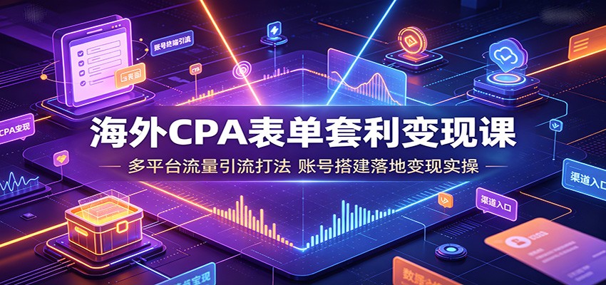 海外CPA表单套利变现课:多平台引流与账号搭建实战指南-趣咪跨境