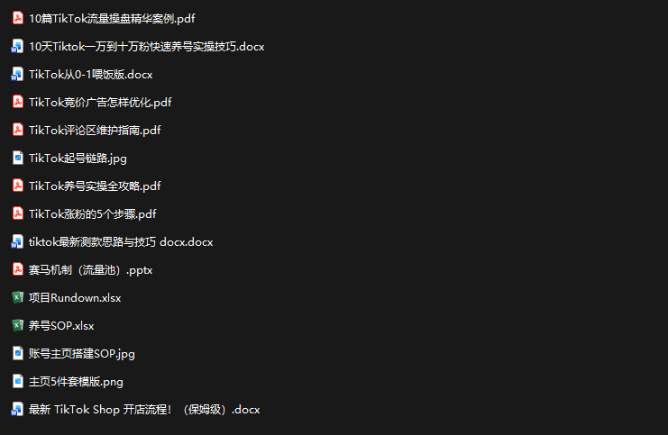 TikTok从0-1实操资料包：养号SOP+爆款公式+投流手册 - 图片