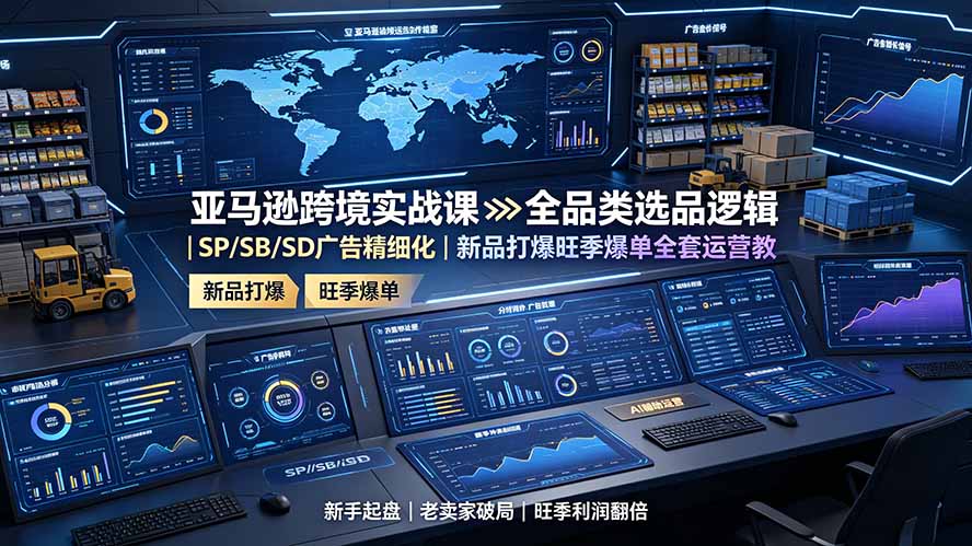 亚马逊跨境实战课:全品类选品逻辑|SP/SB/SD广告精细化|新品打爆旺季爆单全套运营教程-趣咪跨境