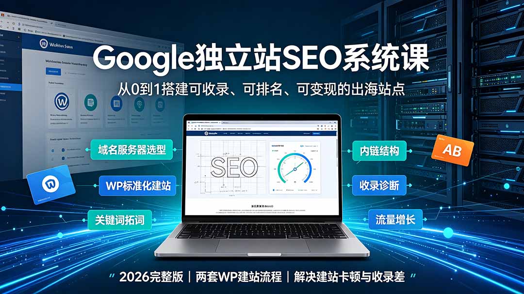 Google独立站SEO-7月系统课:出海基建×WordPress建站×AI内容生产×站内外优化×Search Console×AdSense变现 - 图片