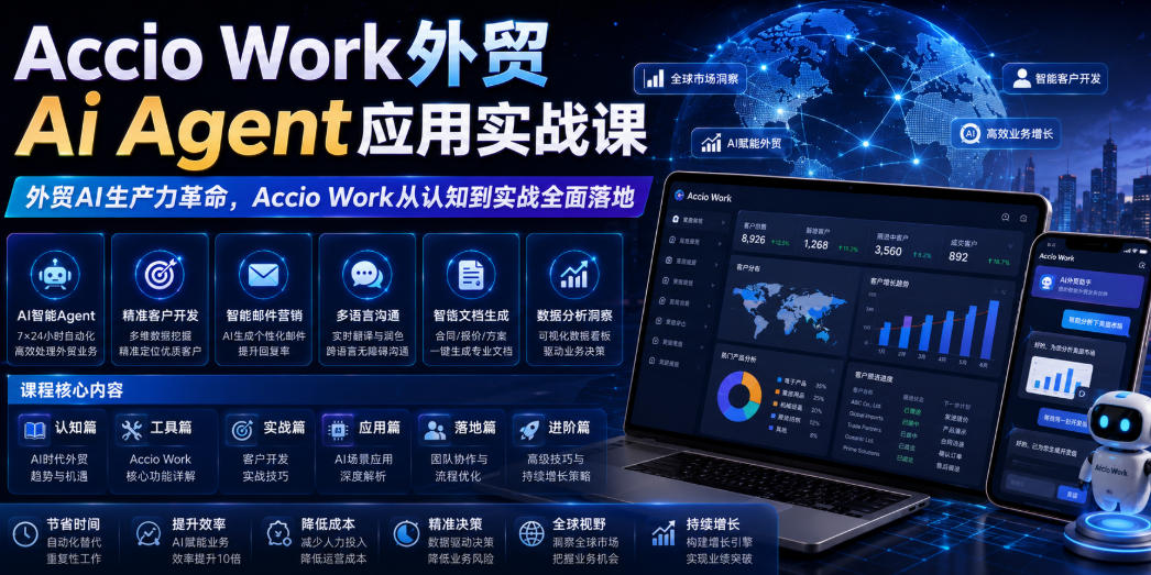 Accio Work外贸AI Agent实战课:从认知到落地全面提效-趣咪跨境