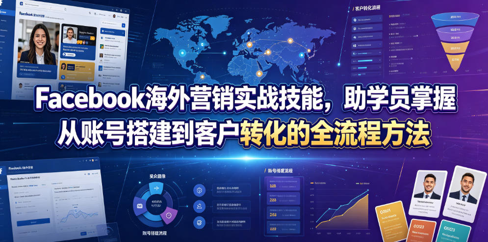Facebook海外营销实战:从账号搭建到客户转化的全流程方法-趣咪跨境