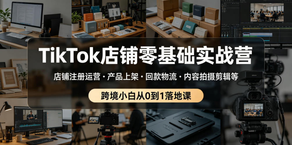 TikTok店铺零基础实战营:从注册到出单,跨境小白一站式落地课-趣咪跨境