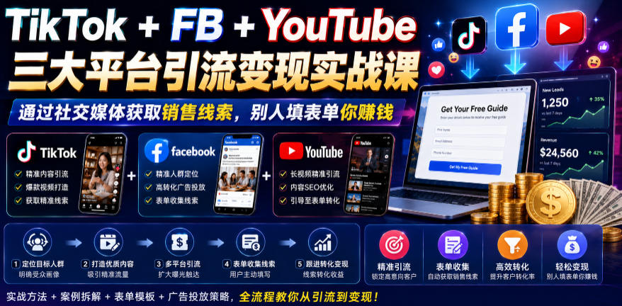TikTok+Facebook+YouTube引流-趣咪跨境