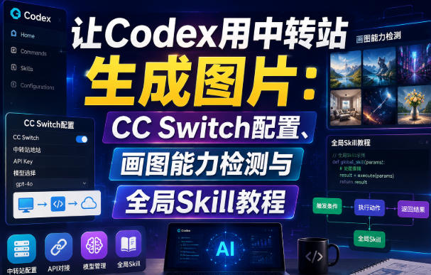 Codex中转站画图配置教程:CC Switch设置与全局Skill安装指南-趣咪跨境