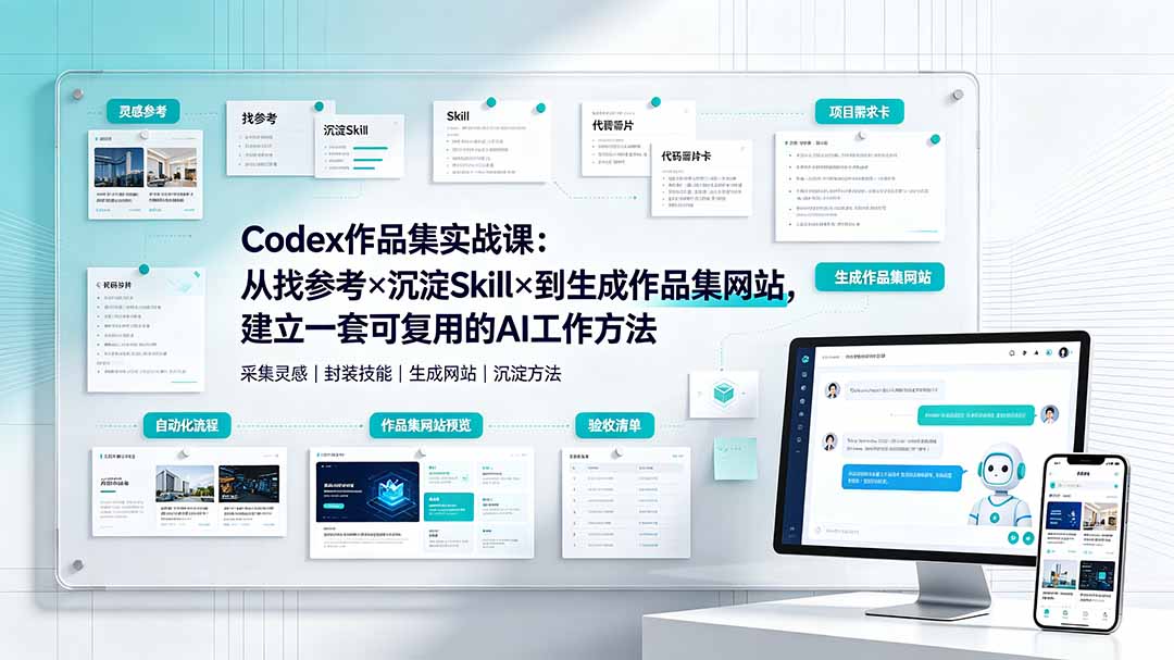 Codex作品集实战课:从找参考到沉淀Skill,建立AI自动化工作方法-趣咪跨境