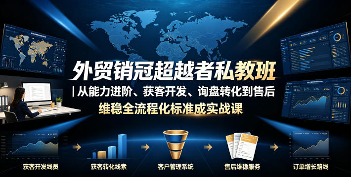 外贸销冠私教班:SOP流程+AI提效全流程标准化成交实战课-趣咪跨境