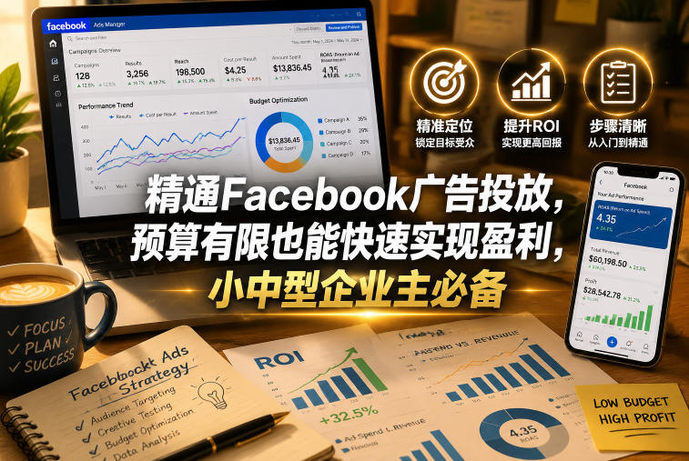 Facebook广告投放从入门到精通:预算有限也能快速盈利,中小企业主必备实战指南【中英双语字幕】-趣咪跨境