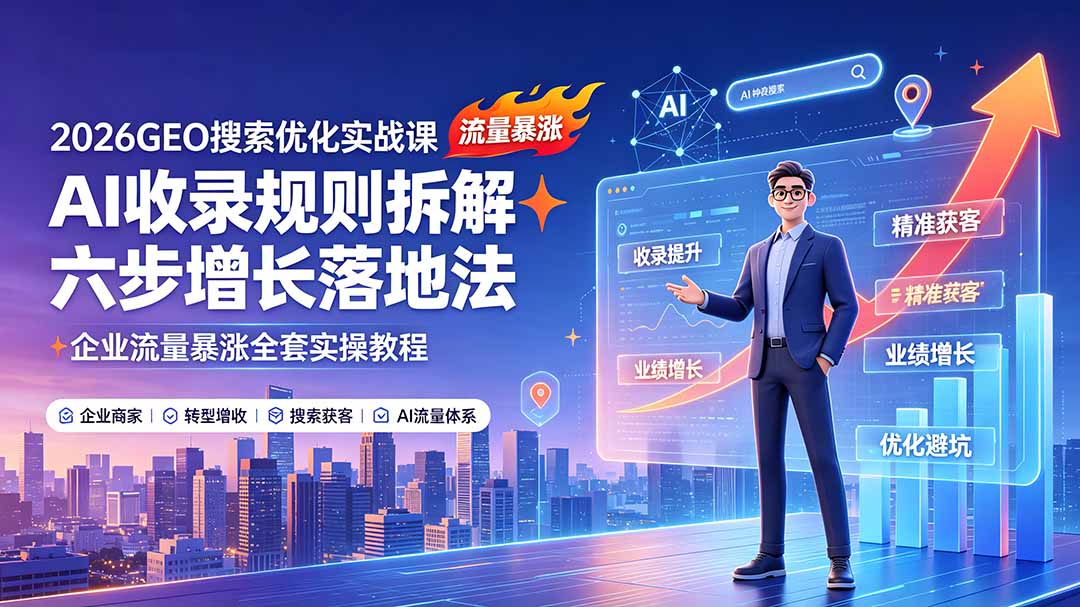 2026 GEO搜索优化实战课:AI收录规则与六步增长法拆解-趣咪跨境