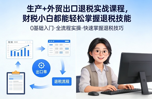 生产+外贸出口退税实战课程,财税小白也能轻松掌握退税全流程-趣咪跨境